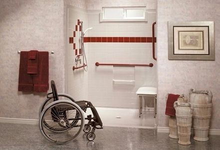 Wheelchair accessible shower with low threshhold - Central City Remodelers, Carrington ND